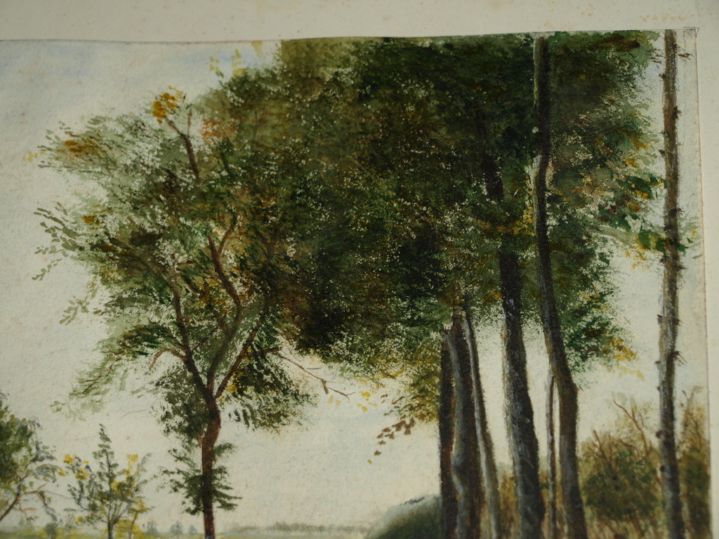 Onbekende kunstenaar – Olieverf op papier – Boerenlandschap  kopen? Bied vanaf 1!
