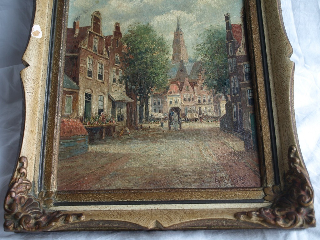 Anton Rutgers – Olieverf, Stadsgezicht – Gesigneerd & ingelijst – ca 1950 kopen? Bied vanaf 1!