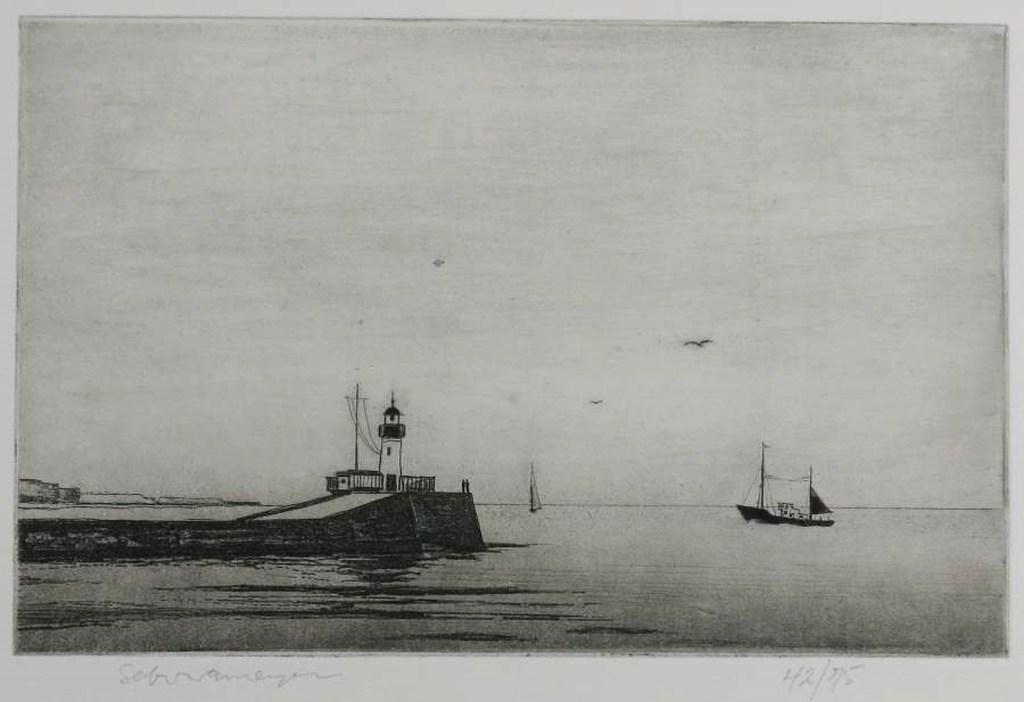 Flip Schrameijer: Ets en Aquatint, Zicht op zee kopen? Bied vanaf 40!