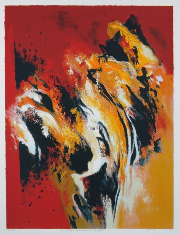 Mattie Schilders: Zeefdruk, Gele rotsen.. (groot) verkocht voor € 40!