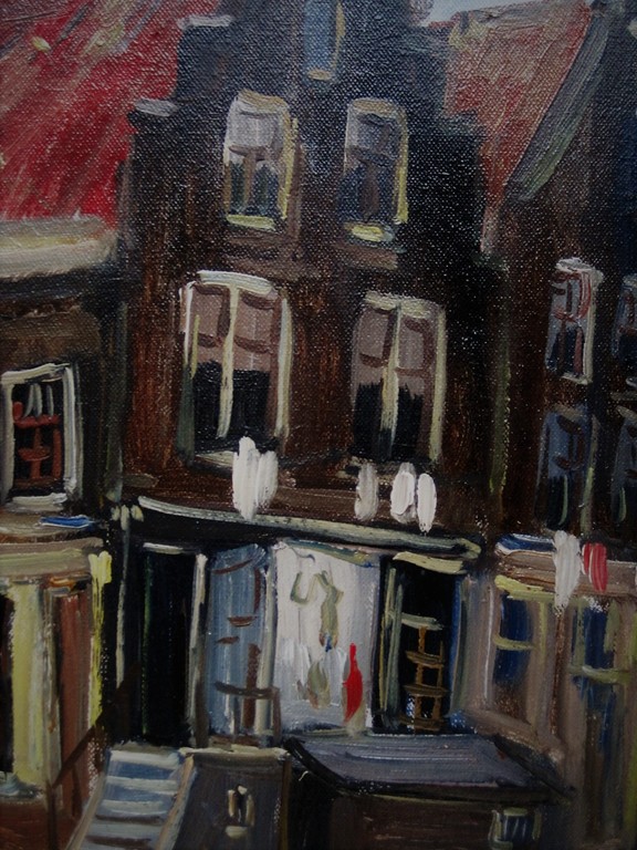 Mooi Jan Kelderman (1914) olieverf "Amsterdam Westerstraat hoek Noordermarkt"  kopen? Bied vanaf 1!