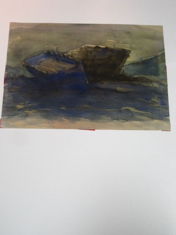 sfeervolle aquarel "boten op strand bij avond" gesigneerd Chris Tonbreeker (1927 kopen? Bied vanaf 1!