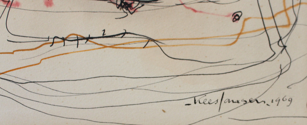 pentekening Kees Jansen (Schagen 1922 - Bergen 1984) - "Tussen Mars en Venus" kopen? Bied vanaf 20!