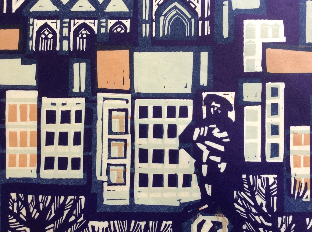 Akke Sins - Antwerpen - grote houtsnede, handgesigneerd. kopen? Bied vanaf 90!