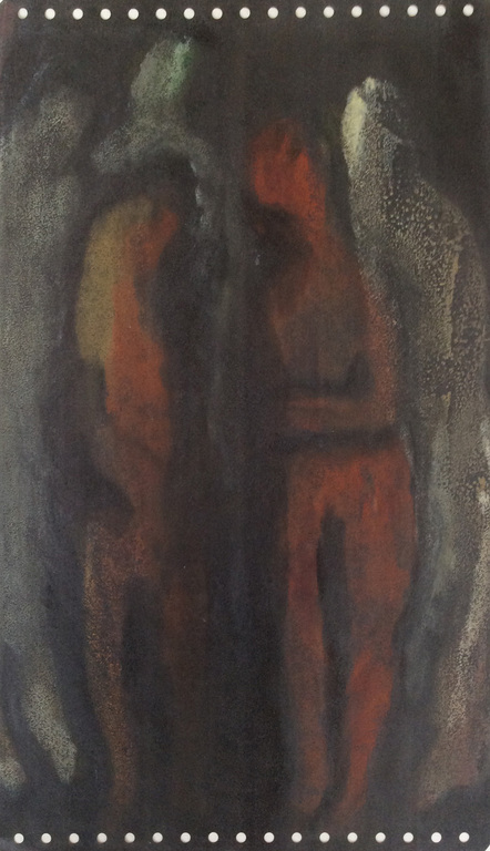 Irene Joffroy - Scene met figuren, olieverf op calqueerpapier kopen? Bied vanaf 1!