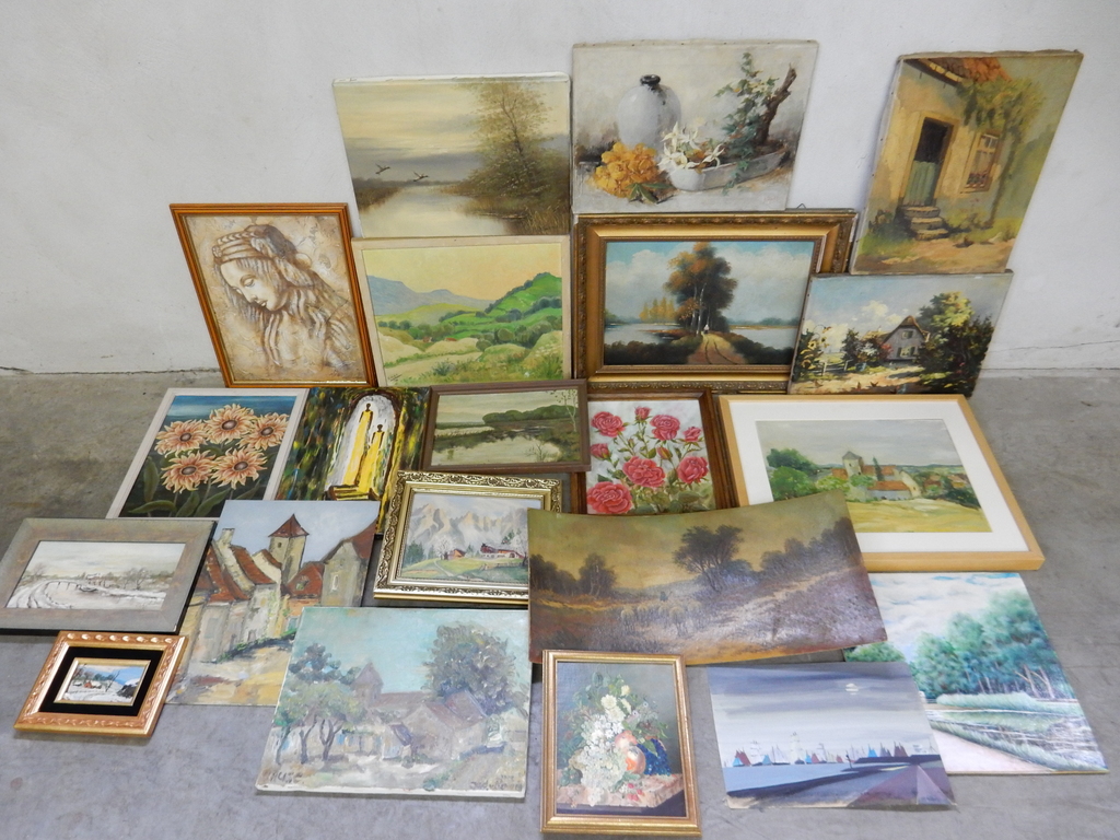 Oude en antieke olieverfschilderijen - lot van 21 stuks - Landschap kopen? Bied vanaf 1!