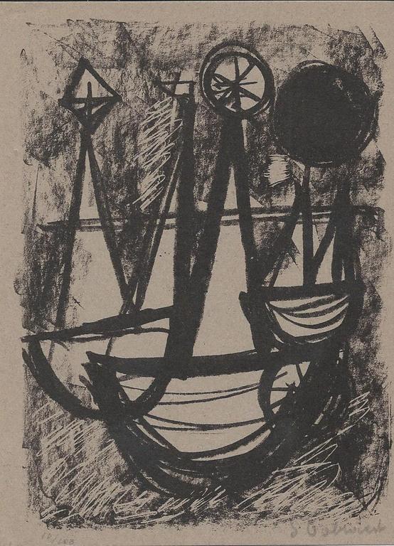 Jan Cobbaert: compositie 2 (litho uit 1952) verkocht voor € 35!