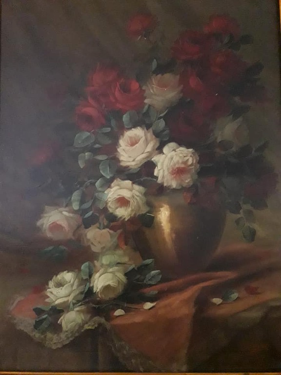 Julien Stappers - Julien Stappers, (Duval). 1875 - 1960, Stilleven van rode en witte rozen. verkocht voor € 699!