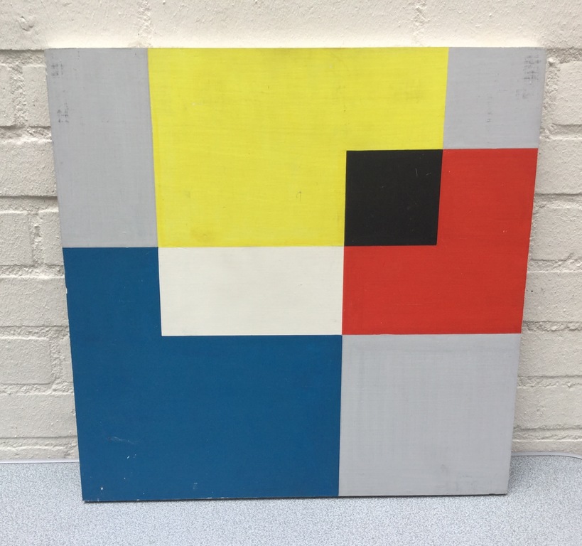 Henk Martelhof: Oil on board, Compositie No. 69, 1977 verkocht voor € 83!