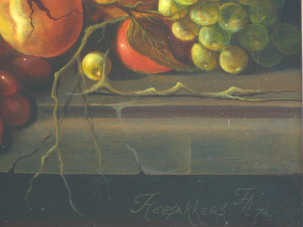 Thomas Heesakkers (1946-). Olieverf op doek. Stilleven met fruit en bierpul. kopen? Bied vanaf 275!