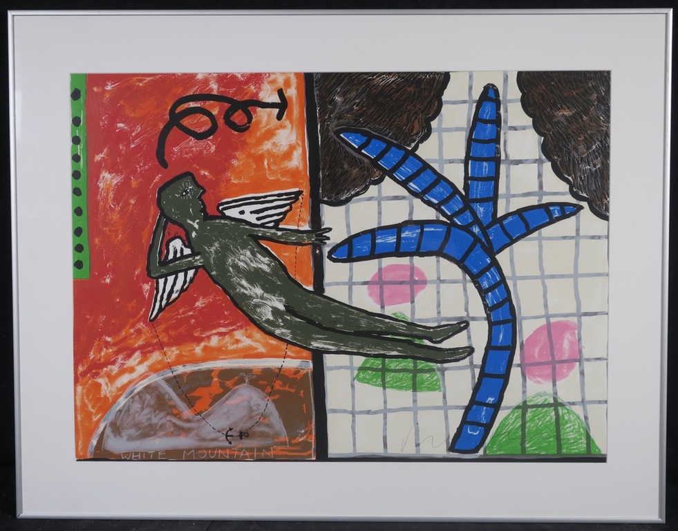 Dodog Soeseno: Zeefdruk, White mountain - Ingelijst kopen? Bied vanaf 20!