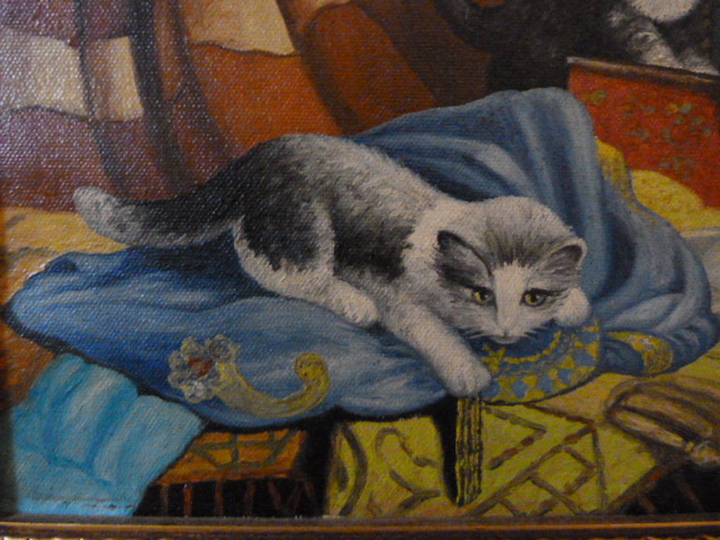 Onbekend ( 20e eeuw ) - olieverf - spelende kittens. kopen? Bied vanaf 1!