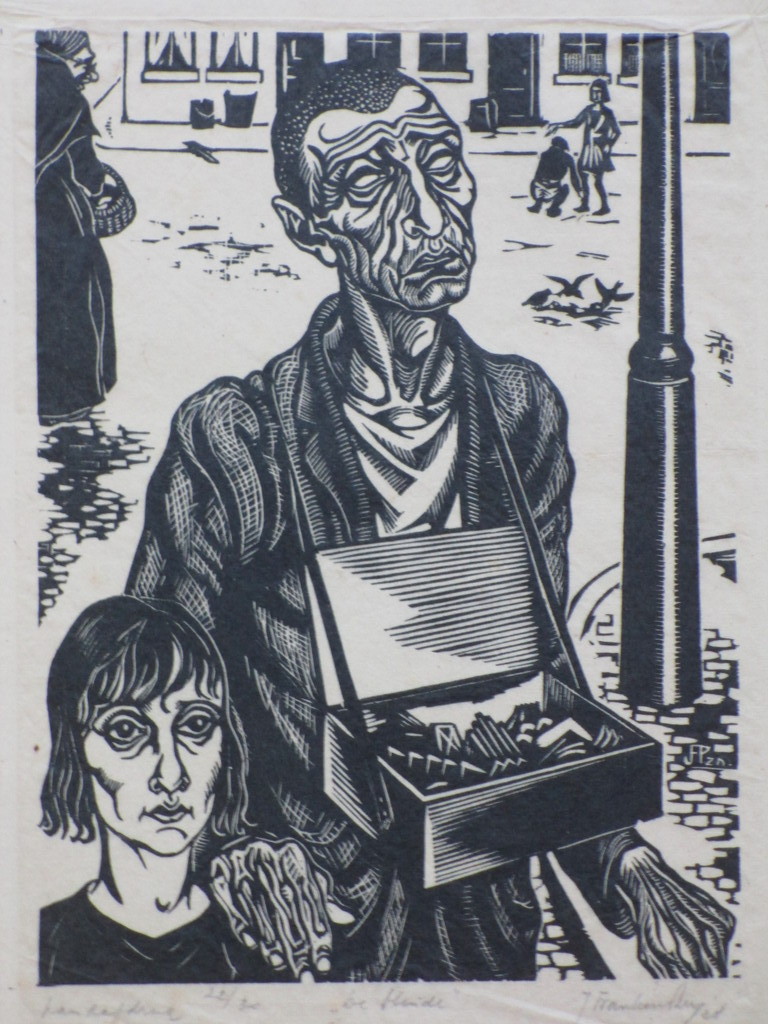 Jan Franken Pzn, Blinde straatventer, Houtsnede kopen? Bied vanaf 40!