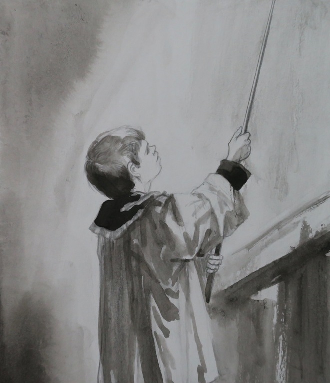 Klaas Fernhout: Lot met 4 tekeningen en 2 aquarellen, Misdienaars kopen? Bied vanaf 1!