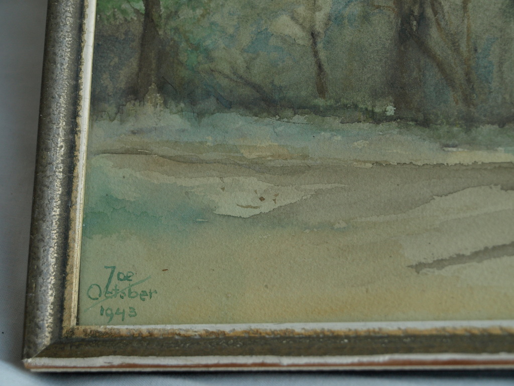 Onbekend : Aquarel, Bos – 1943 – gesigneerd en ingelijst kopen? Bied vanaf 1!
