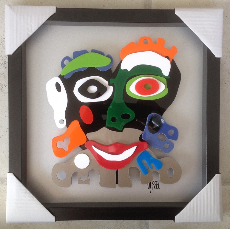 Ad van Hassel - "Cobra Face" - Uniek 3D schilderij  kopen? Bied vanaf 70!