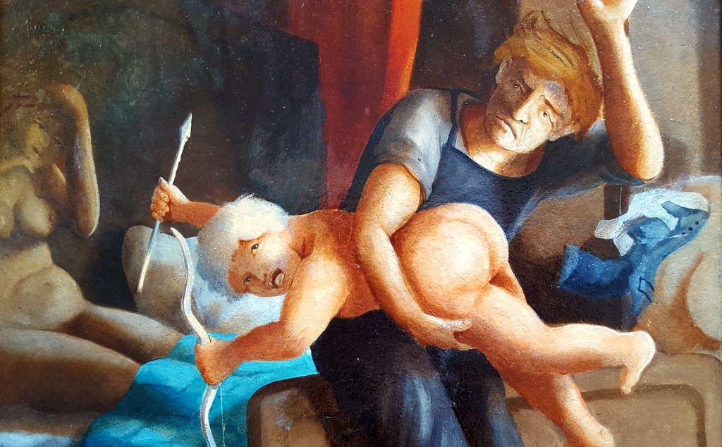 Richard van der Spek: olieverf op paneel, De bedrogen echtgenoot  kopen? Bied vanaf 100!