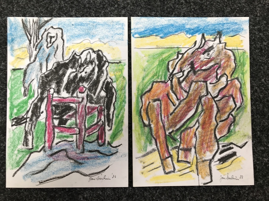 Jan Sierhuis 2 Prachtige en bekende tekeningen 1983-gesigneerd verkocht voor € 95!