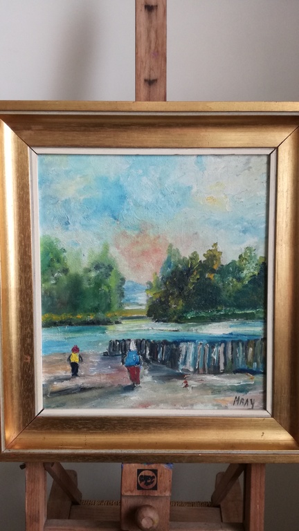 Onbekend kunstenaar ( 20 ste eeuw), Olieverf op paneel, Riverside kopen? Bied vanaf 1!