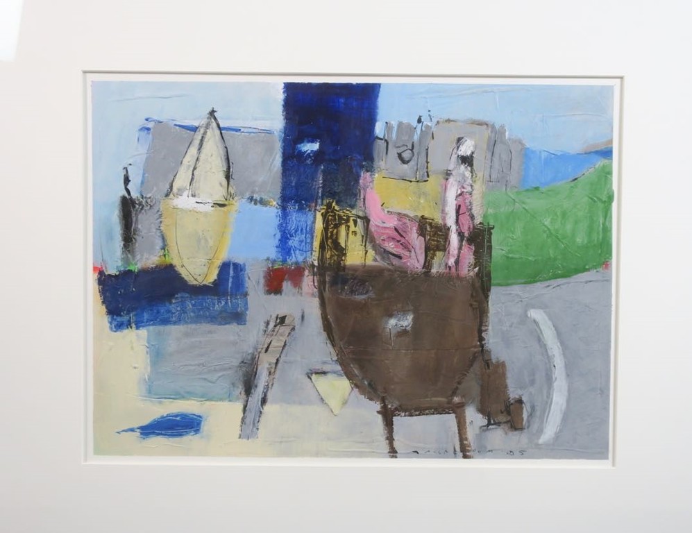 Anneke Peereboom: Gemengde techniek, Zonnige winterdag II - Ingelijst kopen? Bied vanaf 35!