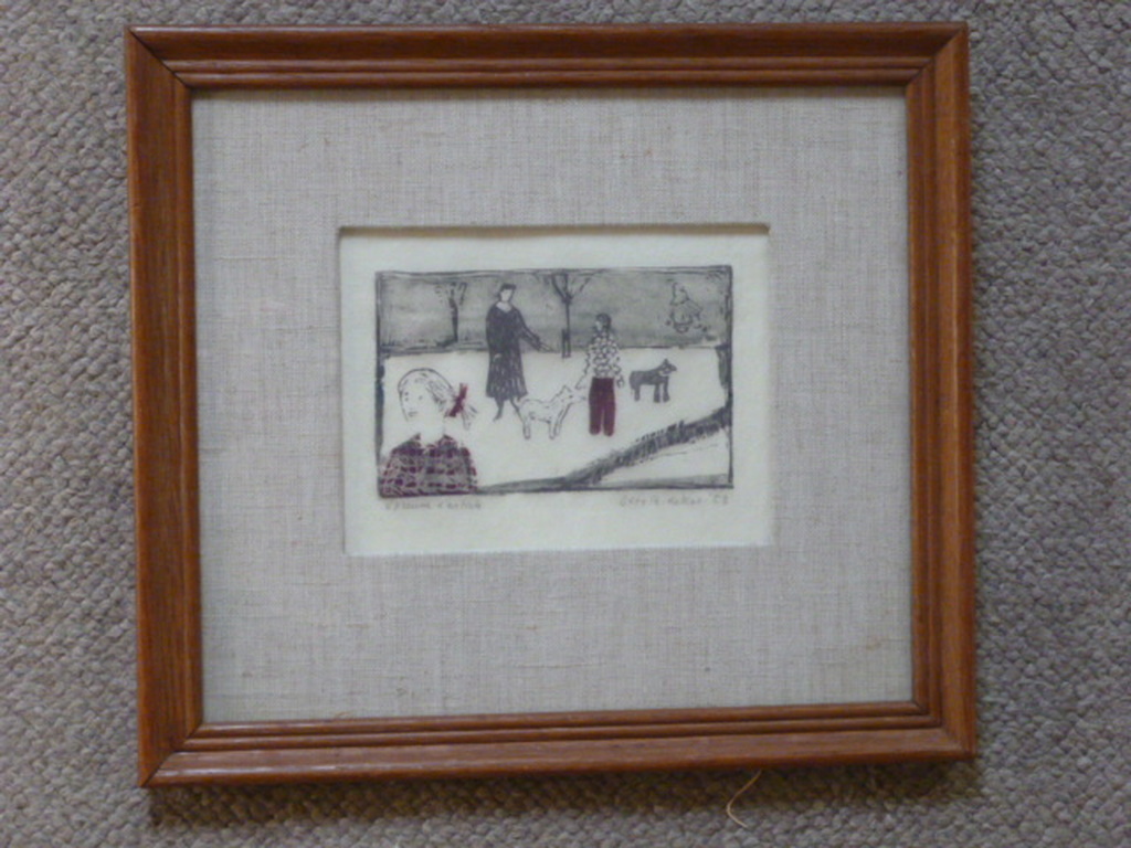 Otto B. de Kat - kleurenlinosnede - Hond uitlaten kopen? Bied vanaf 95!