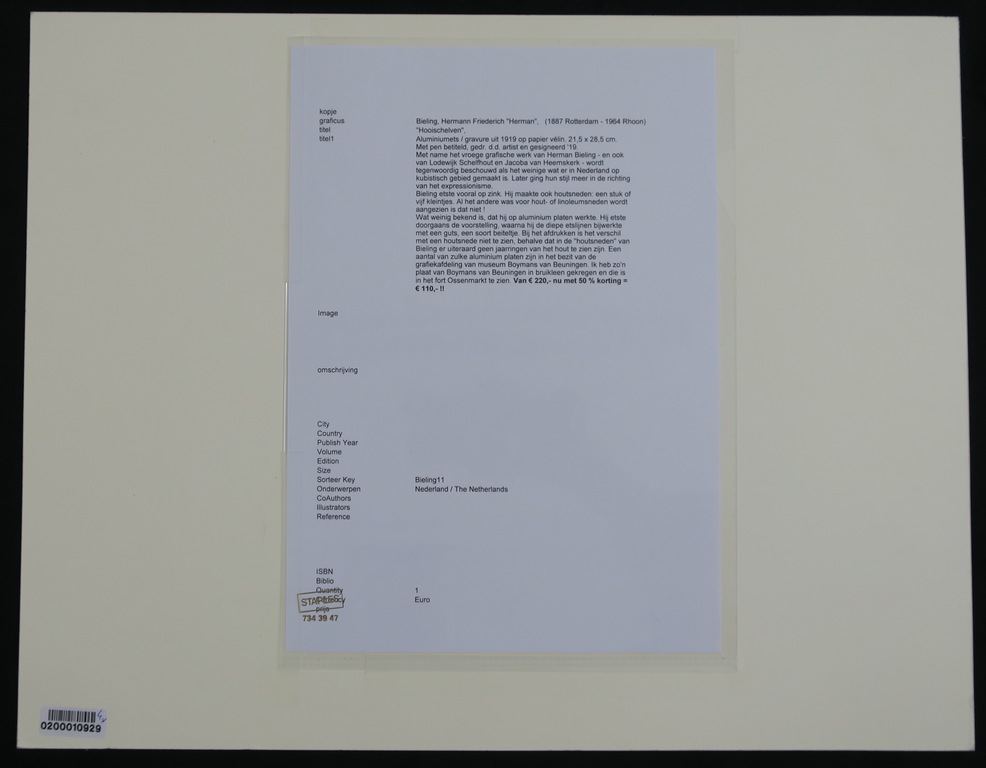 Herman Bieling: Houtsnede op papier velin, Hooischelven kopen? Bied vanaf 50!