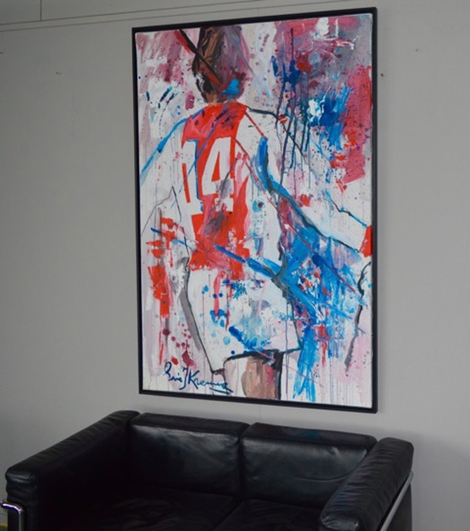 Eric Jan Kremer - origineel op linnen - 'Johan Cruijff Nr. 14' verkocht voor € 1200!
