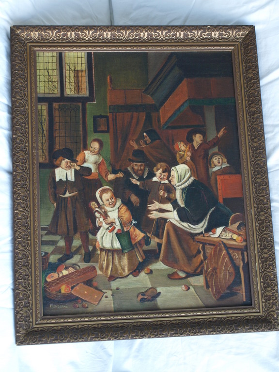 Fred Landsman : Olieverf op doek – Feest – ingelijst – 52 x 42 cm. kopen? Bied vanaf 1!