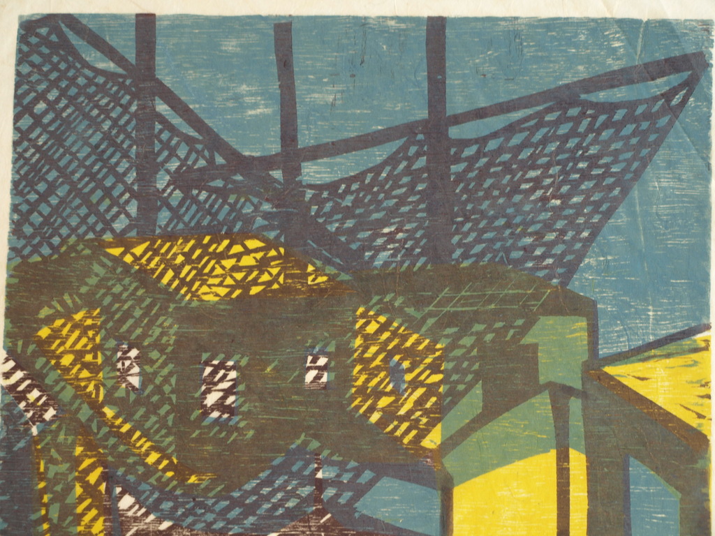 Herman Stammeshaus :  Houtsnede – IJmuiden Haringhaven - 1958 kopen? Bied vanaf 25!