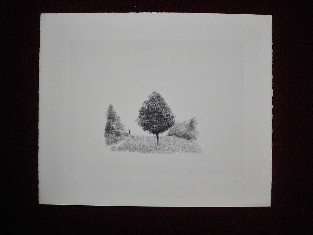 Typisch verstild werk van Metten Koornstra 1912-1978 Litho "man in landschap" MK kopen? Bied vanaf 1!