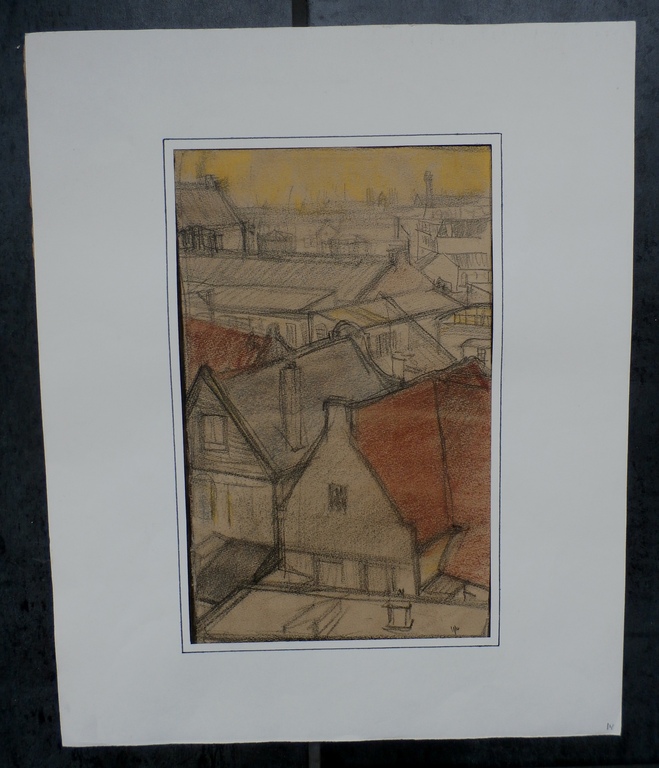 Hendrikus IJkelenstam - tekening dorp (Urk) kopen? Bied vanaf 25!