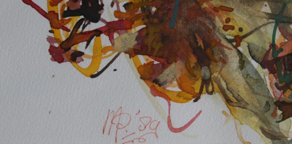 Monique Polak, aquarel, droogboeket in rieten mand, 1989 kopen? Bied vanaf 10!