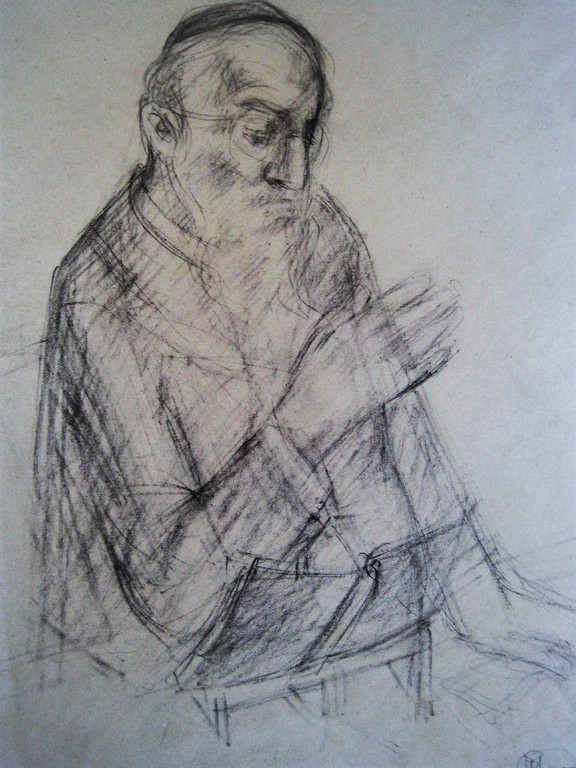 Bijzonder! Tekening "Man leest Tora" van gelauwerde Amsterdams Joodse tekenares  kopen? Bied vanaf 1!