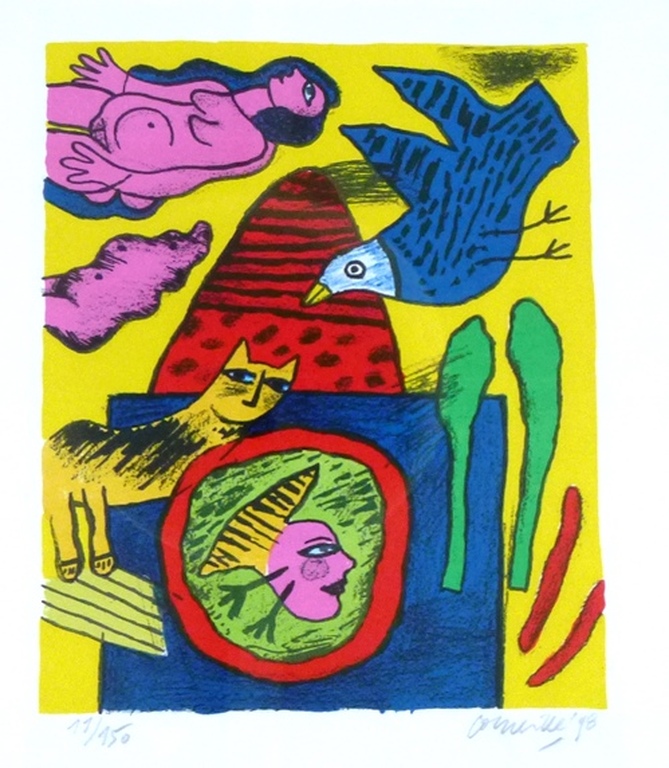 Corneille, ingelijste zeefdruk, Mount Rouge, 1998, handgesigneerd en genummerd verkocht voor € 299!