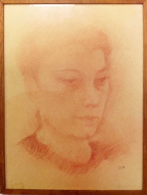 John Raedecker, rood potlood op papier, portret kopen? Bied vanaf 125!