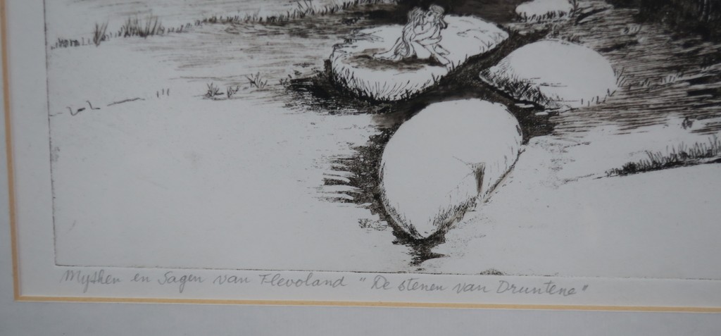 Annette Sieger: Ets en Aquatint, Mythen en Sagen van Flevoland - Ingelijst kopen? Bied vanaf 1!
