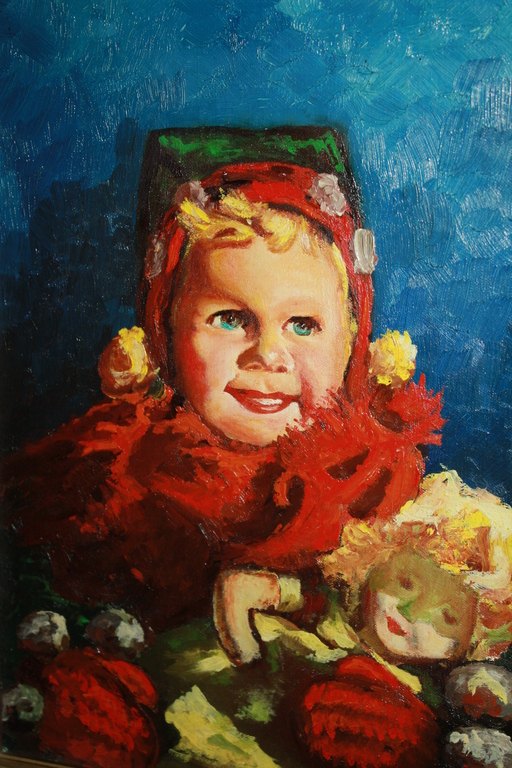 PORTRET MEISJE MET POP - OLIEVERF kopen? Bied vanaf 100!