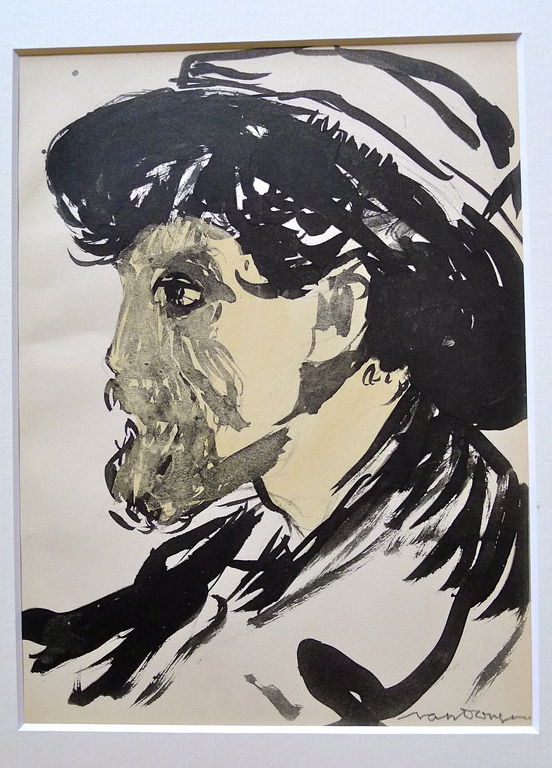 Kees van Dongen pochoir: Portrait d'Homme. verkocht voor € 170!