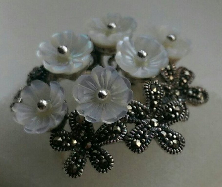 Zilveren ring met zoetwater parel en marcasiet-mt16  kopen? Bied vanaf 11!