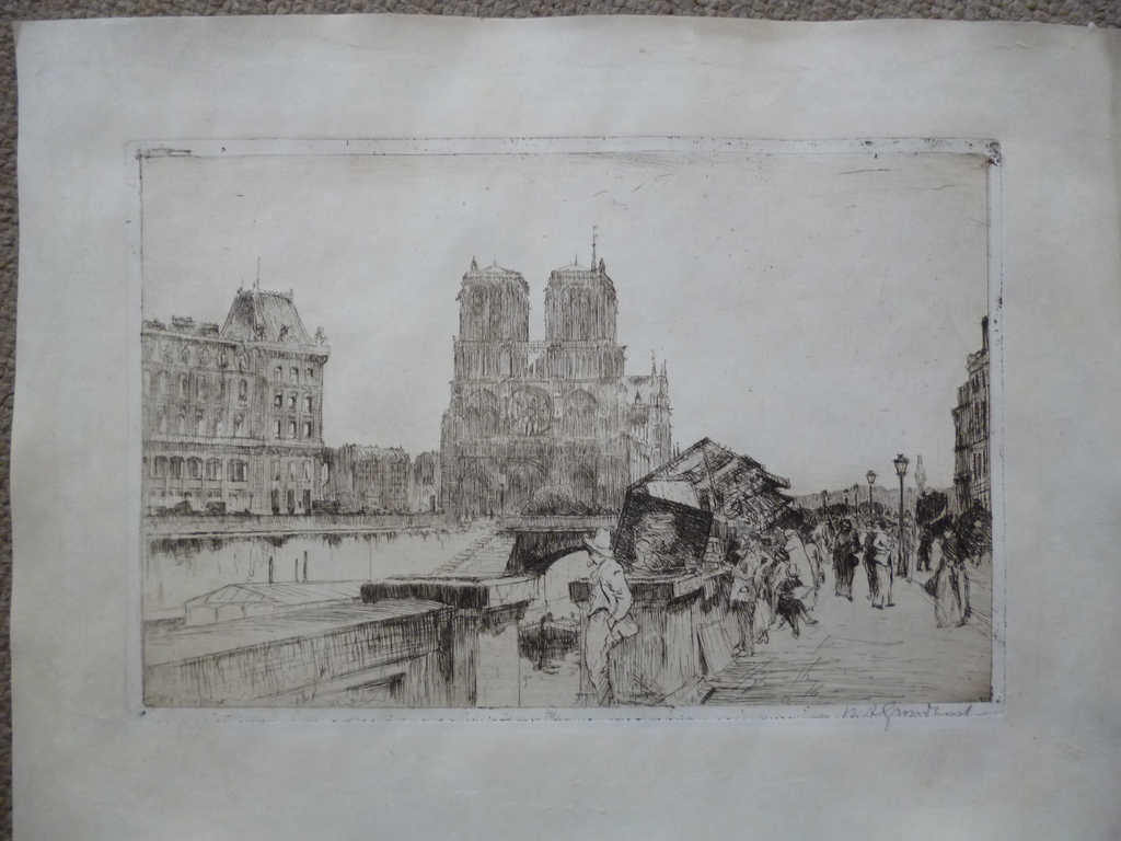 Willem Adrianus Grondhout - ets - Boekenstalletjes langs de Seine kopen? Bied vanaf 30!