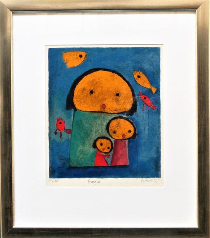 Giovanni Vetere - Zeefdrul  op papierFamiglia mooie lijst zilver verkocht voor € 350!