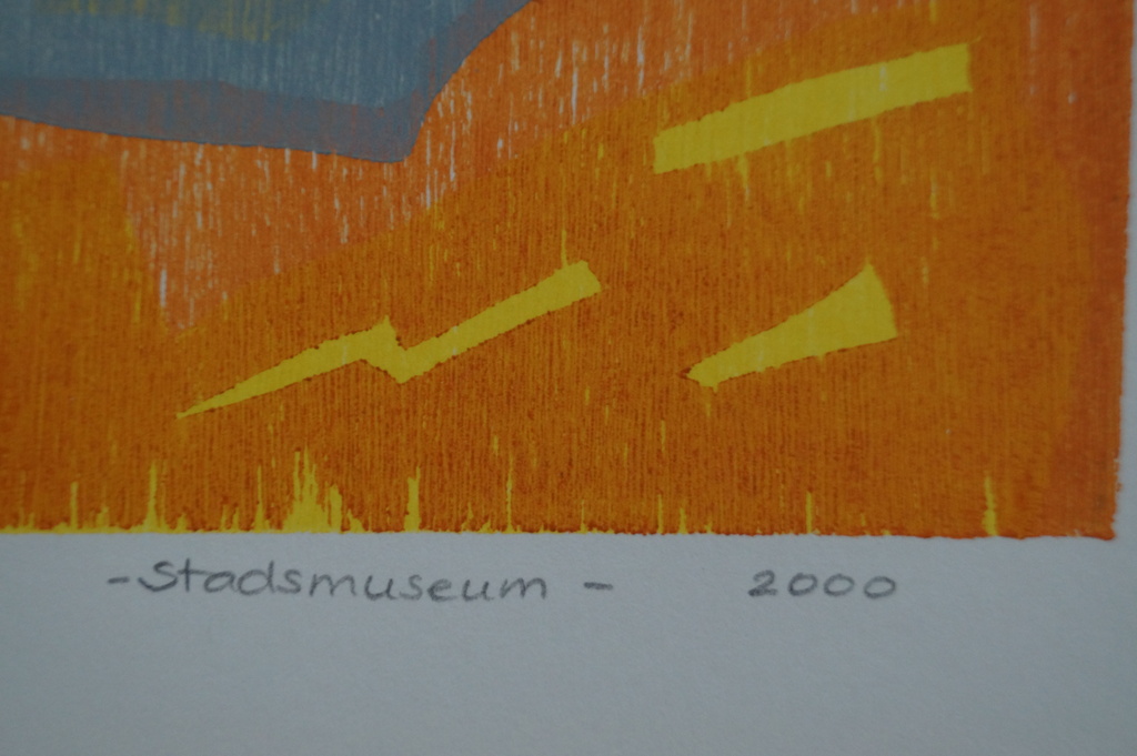 Angenelle Thijssen - gesigneerde houtsnede - vlucht door de tijd - stadsmuseum kopen? Bied vanaf 15!