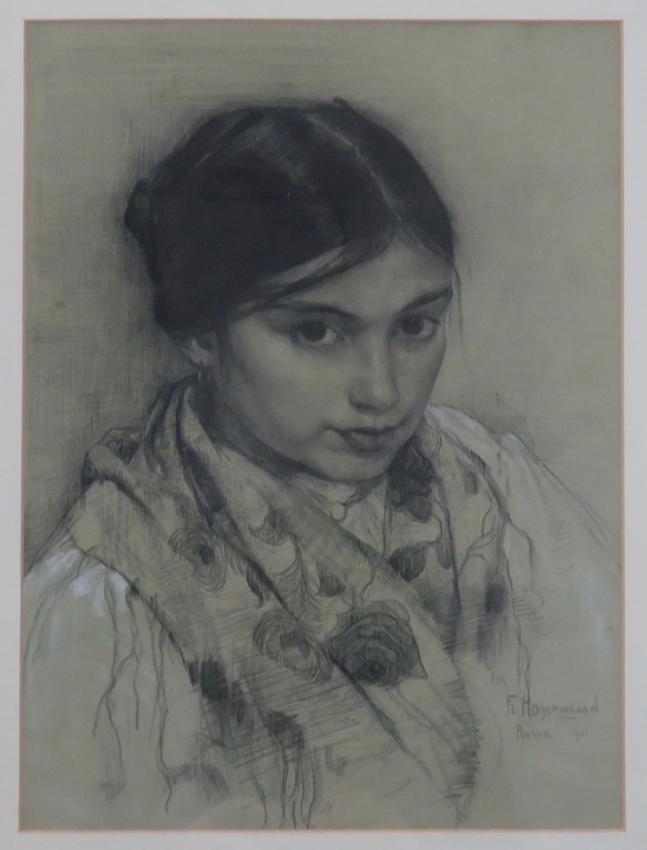 Frans Hogerwaard: Potlood/pasteltekening, Portret - Ingelijst kopen? Bied vanaf 80!