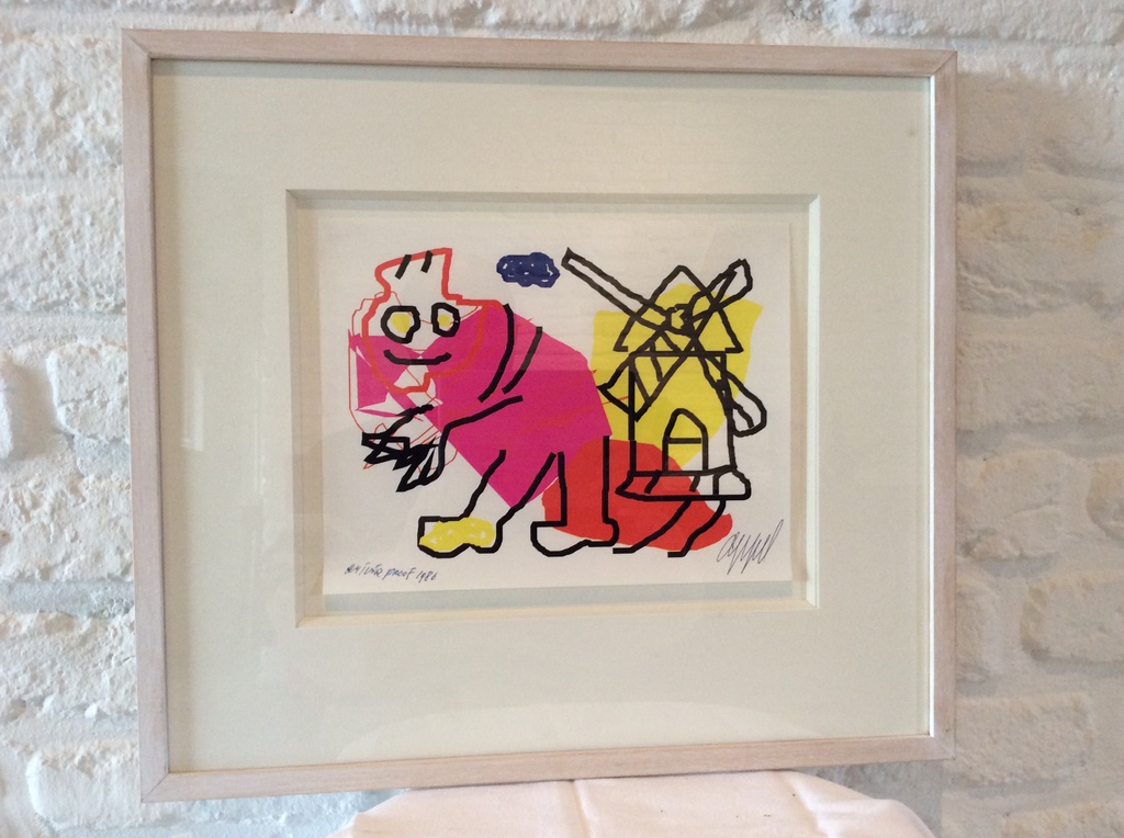 Karel Appel - gesigneerde computertekening - ingelijst - 1986 kopen? Bied vanaf 195!