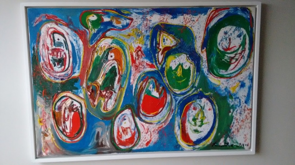 Finn Pedersen groot schilderij, 120 x 80 cm, gesigneerd neo CoBrA kopen? Bied vanaf 1000!