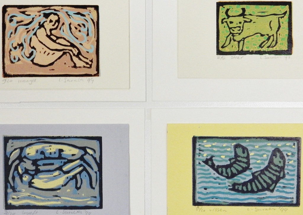 Lenneke Saraber - 4 linoleumsnedes jaren 90 kopen? Bied vanaf 50!