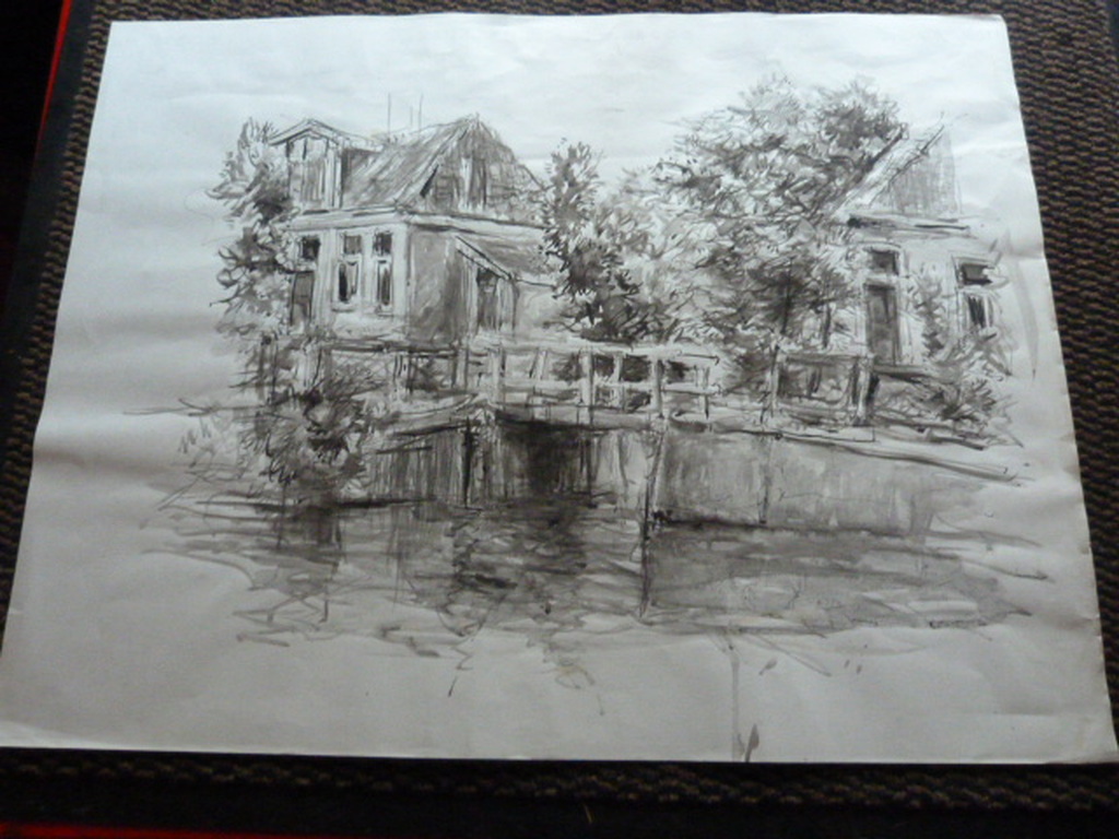 Jobst Heinrich Frese ( 1914 - 1986 ) - tekening/aquarel - dorpshuisjes. kopen? Bied vanaf 1!