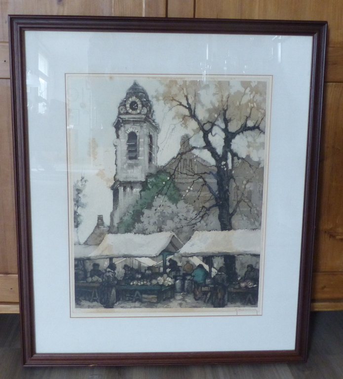 Originele ets markttafereel van Roger Hebbelinck, incl. echtheidscertificaat kopen? Bied vanaf 15!