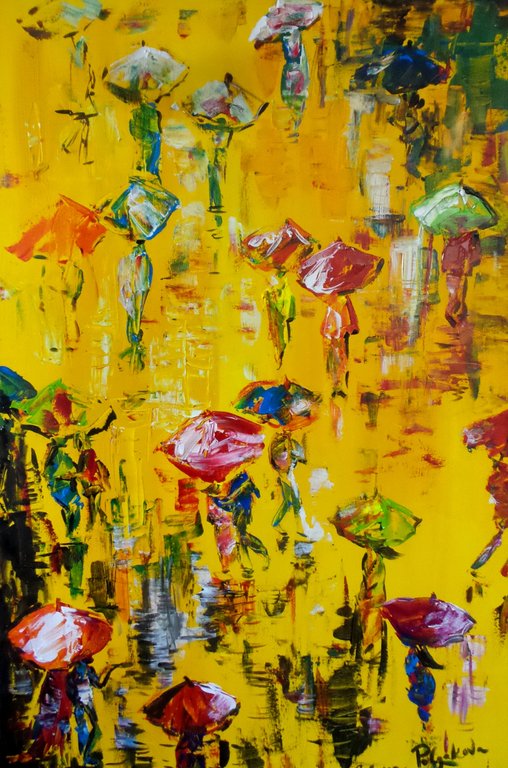 Elena Polyakova: Acrylverf , Impressionism of the rain kopen? Bied vanaf 175!
