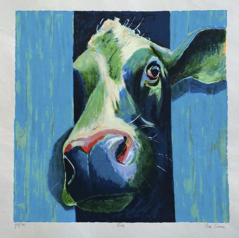 Theo Onnes, zeefdruk op handgeschept papier, titel "Eva" verkocht voor € 50!